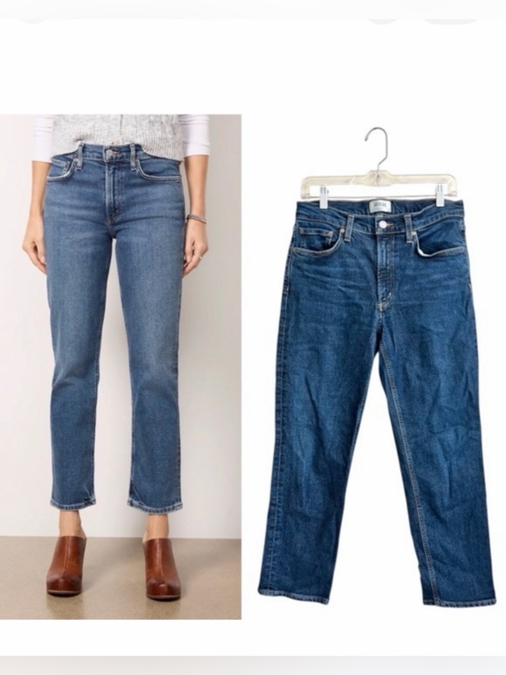 Agolde Kye Mid Rise Straight Crop Blue Jeans Size 28